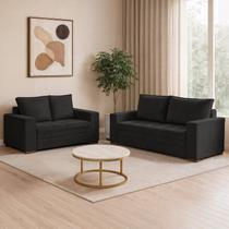 Conjunto 2 Sofás 2 e 3 Lugares Fixo Suede D25 Urban Preto Yescasa Conjunto 2 Sofás 2 e 3 Lugares Fixo Suede D25 Urban Preto Yescasa