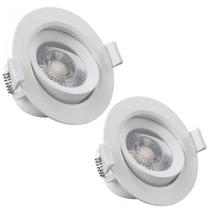 Conjunto 2 Spot Led Redondo Embutir 3W Branco Frio 6500k Bivolt - Luz Fria e Econômica com Alta Durabilidade