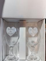 Conjunto 2 Taças Champanhe vidro Bodas De Prata 25 anos casamento - Happy Days