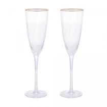 Conjunto 2 Taças de Champanhe de Vidro com Borda Dourada Lines 300ml Wolff