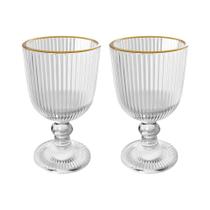Conjunto 2 Taças De Vidro Com Fio De Ouro 380 Ml Lines Wolff Conjunto 2 Taças De Vidro Com Fio De Ouro 380 Ml Lines Wolff
