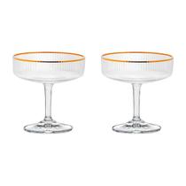 Conjunto 2 Taças de vidro Coupe com Borda Dourada Lines 400ml - Wolff