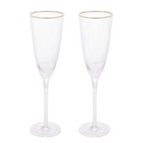 Conjunto 2 Taças De Vidro Para Champanhe Com Borda Dourada Lines 300ml - WOLFF