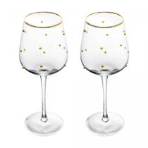 Conjunto 2 Taças de Vinho Balls Fio de Ouro 350ml Vidro - Wolff