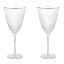 Conjunto 2 Taças de Vinho de Vidro com Borda Dourada Lines 400ml Wolff Conjunto 2 Taças de Vinho de Vidro com Borda Dourada Lines 400ml Wolff
