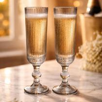 Conjunto 2 Taças Flute Champagne Cristal Elegante Para Brinde Celebração Conjunto 2 Taças Flute Champagne Cristal Elegante Para Brinde Celebração