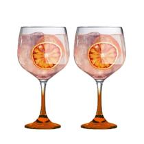 Conjunto 2 Taças Gin Tônica Vidro 705ml Tanqueray Laranja Drinks Bebidas