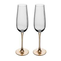 Conjunto 2 Taças para Espumante Classic de Vidro 230ml com Haste Âmbar Transparente Wolff Conjunto 2 Taças para Espumante Classic de Vidro 230ml com Haste Âmbar Transparente Wolff