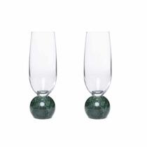 Conjunto 2 Taças para Espumante em Cristal e Mármore Verde 210 ml 23112 Mart Conjunto 2 Taças para Espumante em Cristal e Mármore Verde 210 ml 23112 Mart