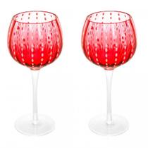 Conjunto 2 Taças para Vinho de Vidro Orquídea Vermelho 450ml Wolff