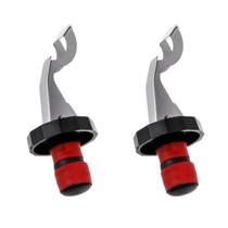 Conjunto 2 Tampas Para Garrafas de Vidro em Aço Inox Conserva Bebidas - Preto e Vermelho - Weck