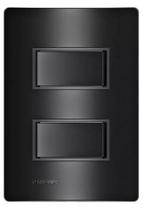 Conjunto 2 Teclas Interruptor Simples Embutir Revitá Soprano Preto Carbono