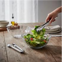 Conjunto 2 Tigelas Bowl Vidro Redonda com Pegador De Salada Conjunto 2 Tigelas Bowl Vidro Redonda com Pegador De Salada