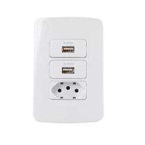 Conjunto 2 Tomada Carregador USB + Tomada 2P+T 10A B3 MarGirius Conjunto 2 Tomada Carregador USB + Tomada 2P+T 10A B3 MarGirius