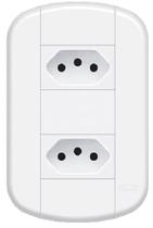 Conjunto 2 Tomada Tripolar Branca 3pinos 10A Blanc Fame 3919 Conjunto 2 Tomada Tripolar Branca 3pinos 10A Blanc Fame 3919