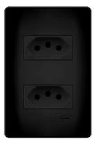 Conjunto 2 Tomadas 10 Amperes Dupla 4X2 Preto Fosco Fame