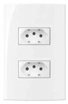 Conjunto 2 Tomadas 2 Polos + Terra 10A 250V Embutir Sleek Margirius Branco Brilho