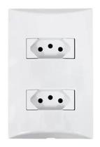 Conjunto 2 Tomadas 2 Polos + Terra 10A Embutir Brava Iriel Branco Conjunto 2 Tomadas 2 Polos + Terra 10A Embutir Brava Iriel Branco