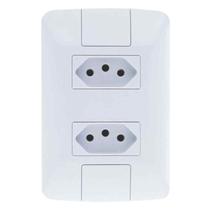 Conjunto 2 Tomadas 20A Tramontina Linha Aria - Branco - Modular Fixação Parede Madeira