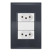 Conjunto 2 Tomadas 20A - Tramontina Liz Grafite / Branco