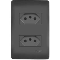 Conjunto 2 Tomadas 2P+T Distanciadas 10 Amperes Habitat Black - 4056 - FAME