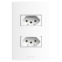 Conjunto 2 Tomadas 2Pólos 10A 250V~ com Placa 4x2 Inova Pro Alumbra Conjunto 2 Tomadas 2Pólos 10A 250V~ com Placa 4x2 Inova Pro Alumbra