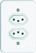 Conjunto 2 Tomadas Distanciadas 10A Radial Embutir Branco Completo