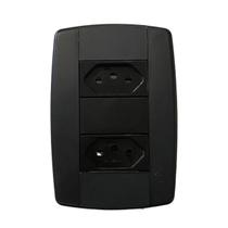 Conjunto 2 Tomadas Preta Monobloco 2P+T 10A 250V 4X2 Ilumi