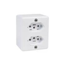 Conjunto 2 Tomadas Sobrepor Com Caixa 2P T 250V/20A Branco 4 X 2 63121 Ilumi Conjunto 2 Tomadas Sobrepor Com Caixa 2P T 250V/20A Branco 4 X 2 63121 Ilumi