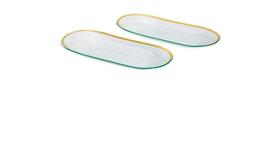 Conjunto 2 Travessas de Vidro com Fio de Ouro 28,5cm ( 38994 )