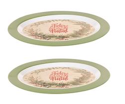 Conjunto 2 Travessas Oval Em Melamina de Natal 35x25cm Conjunto 2 Travessas Oval Em Melamina de Natal 35x25cm