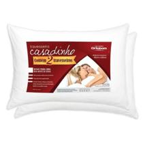 Conjunto 2 Travesseiros Ortobom Casadinho 100% Poliéster Fibra Siliconizada 45x65cm