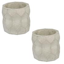 Conjunto 2 Vasos de concreto Artesanal Colmeia 10cm Cinza
