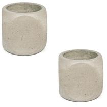 Conjunto 2 Vasos de concreto Artesanal Dado 10cm Cinza