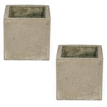 Conjunto 2 Vasos de concreto Artesanal Quadrado 7,2cm Cinza