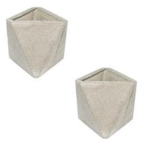 Conjunto 2 Vasos de concreto Artesanal Triangulos 10cm Cinza