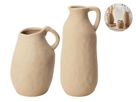 Conjunto 2 Vasos Decorativos Artesanais Orgânicos Em Cerâmica