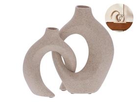 Conjunto 2 Vasos Decorativos De Mesa Escultura Poliresina