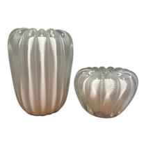 Conjunto 2 Vasos Muranos Brancos Casa Del Grande