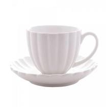 Conjunto 2 Xícaras de Café de Porcelana com Pires Pétala Branco Matt 90ml - Wolff