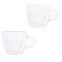 Conjunto 2 Xícaras de Café Parede Dupla de Vidro Borossilicato Hibisco 75ml Lyor