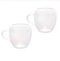Conjunto 2 Xícaras de Café Parede Dupla de Vidro Borossilicato Modern 80ml - Lyor