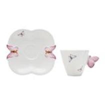 Conjunto 2 xícaras de Café Porcelana com Pires Borboletas 100ML