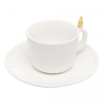 Conjunto 2 Xicaras de Chá de Cerâmica Colibri com Pires Branco 170ml wolff