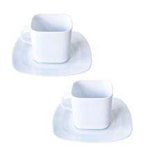 Conjunto 2 Xícaras e Pires Quadrado em Melamina 250 ml Conjunto 2 Xícaras e Pires Quadrado em Melamina 250 ml