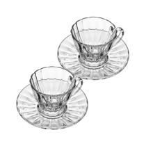 Conjunto 2 Xícaras para Café Cristal com Pires Radial 70 ml Lyor Conjunto 2 Xícaras para Café Cristal com Pires Radial 70 ml Lyor