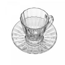 Conjunto 2 Xícaras para Café de Cristal com Pires Radial 180ml - Lyor