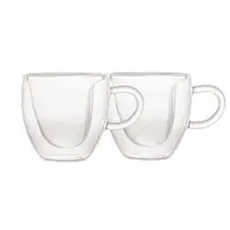 Conjunto 2 Xicaras para Café Dupla Parede de Vidro Borossilicato Resistente a Calor Heart 80ml Lyor