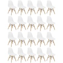 Conjunto 20 Cadeiras Charles Eames Eiffel Wood Base Madeira - Branca