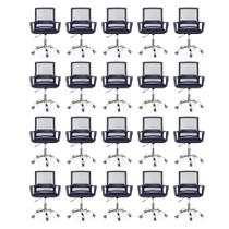 Conjunto 20 Cadeiras de Escritório com Base Cromada Prizi Dali - Preta